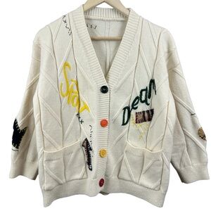 Cardigan Button Up Sweater Patchwork Size Small